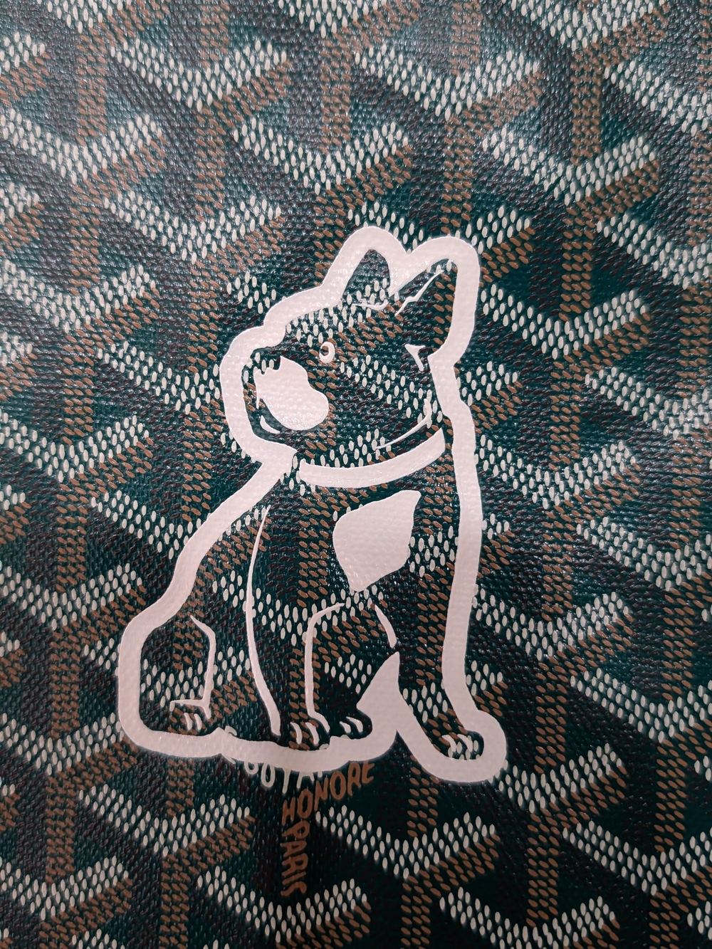 Goyard Green Patterned Tote with White Dog Motif - Picture 1 of 6